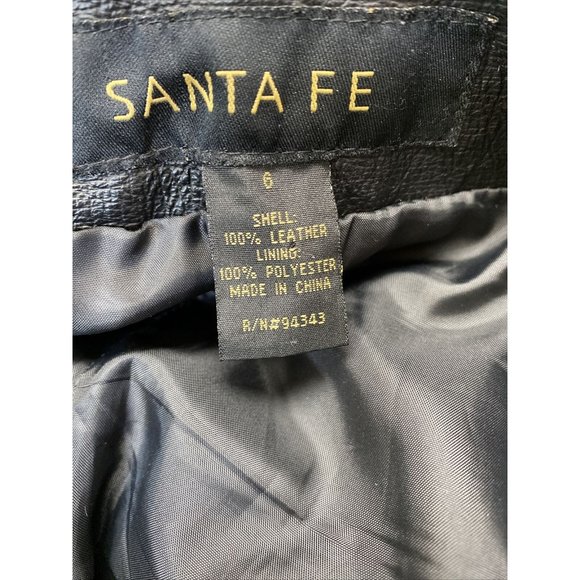 Santa Fe women's 100% leather pants black lined straight size 6 - Picture 8 of 10